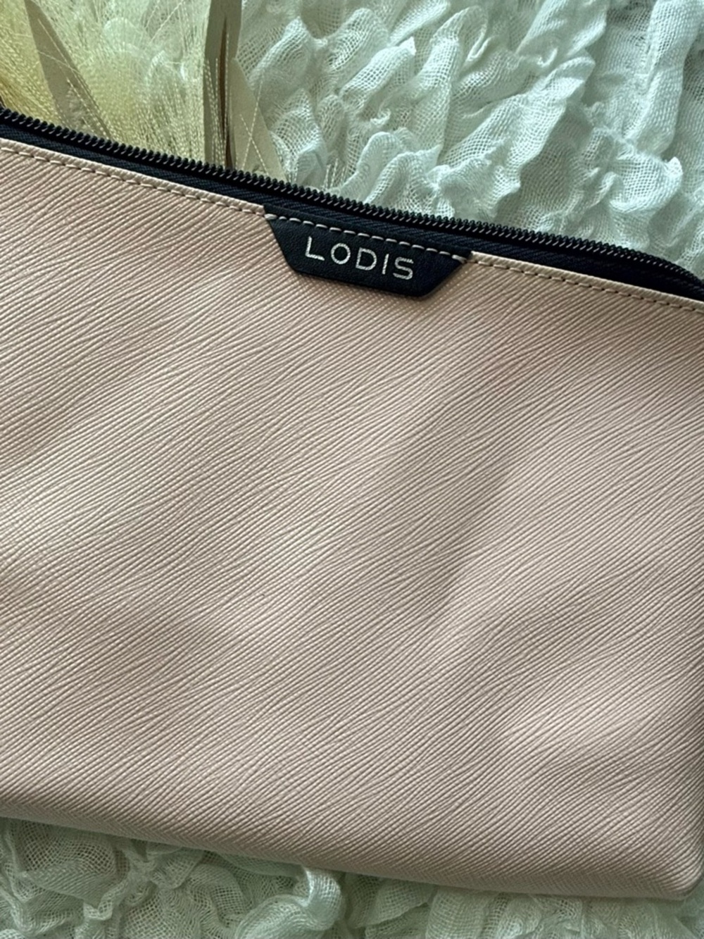 New Lodis Pale Pink Cosmetic Pouch with Black Trim
